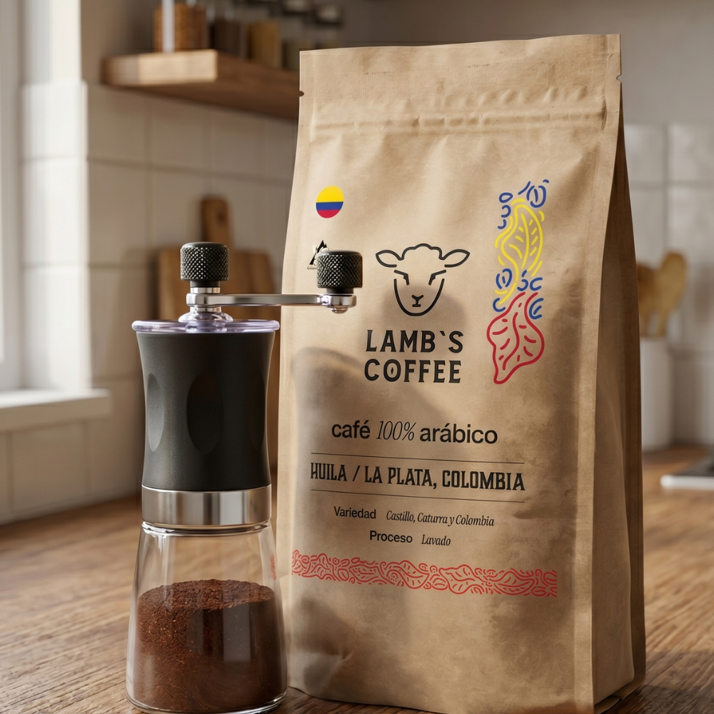 Pack Molinillo manual + Café de Especialidad Colombia.