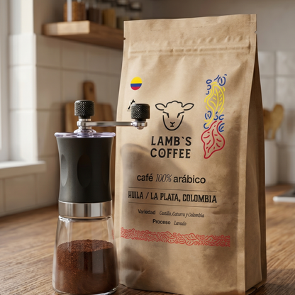 Pack Molinillo manual + Café de Especialidad Colombia.