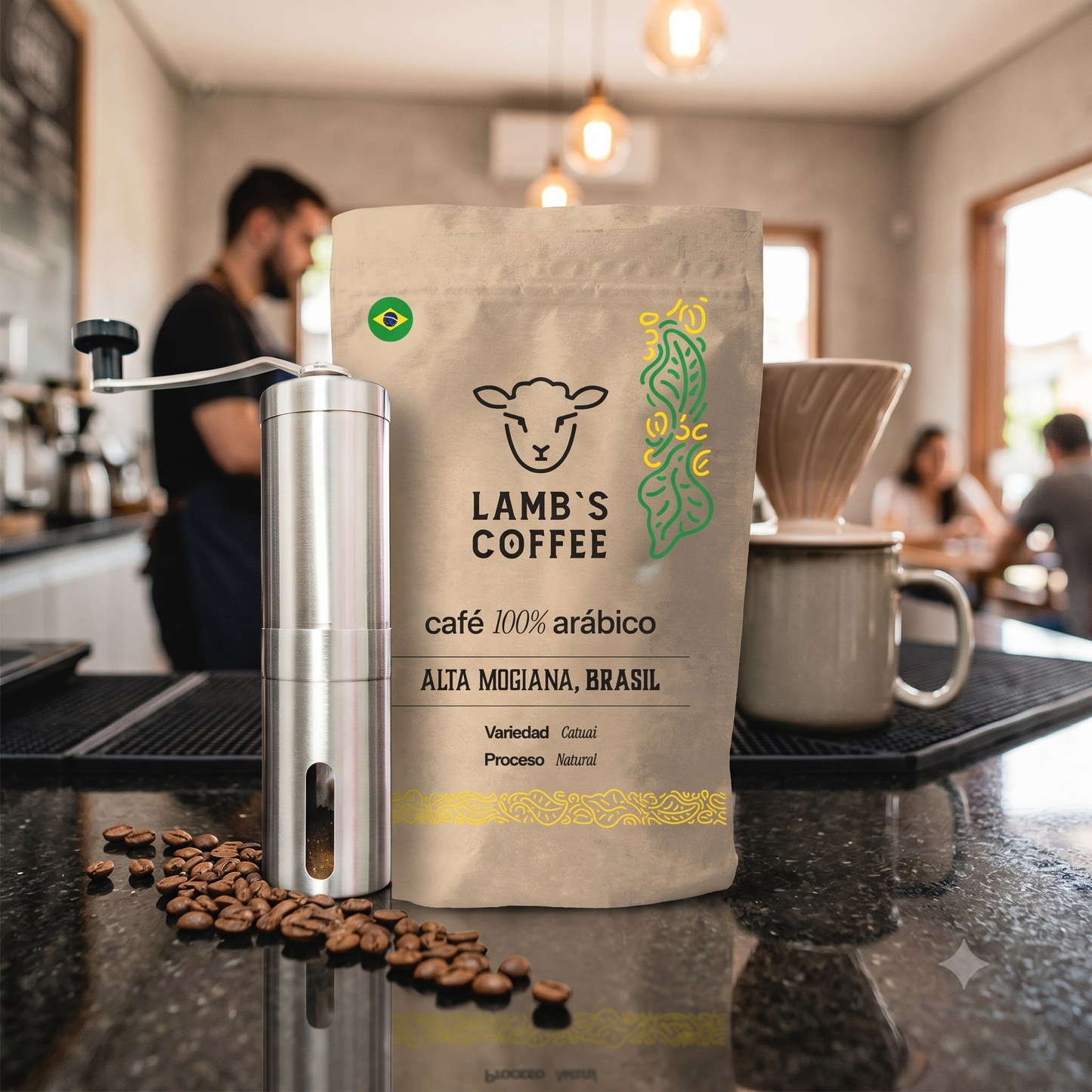 Pack Molinillo Manual Acero + Café de Especialidad Brasil