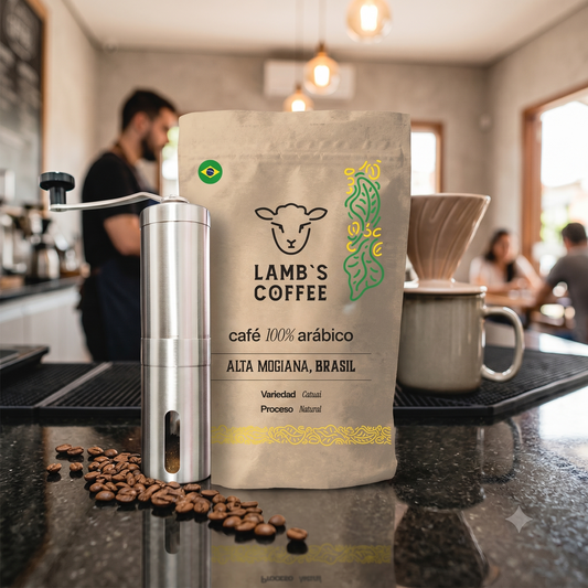 Pack Molinillo Manual Acero + Café de Especialidad Brasil